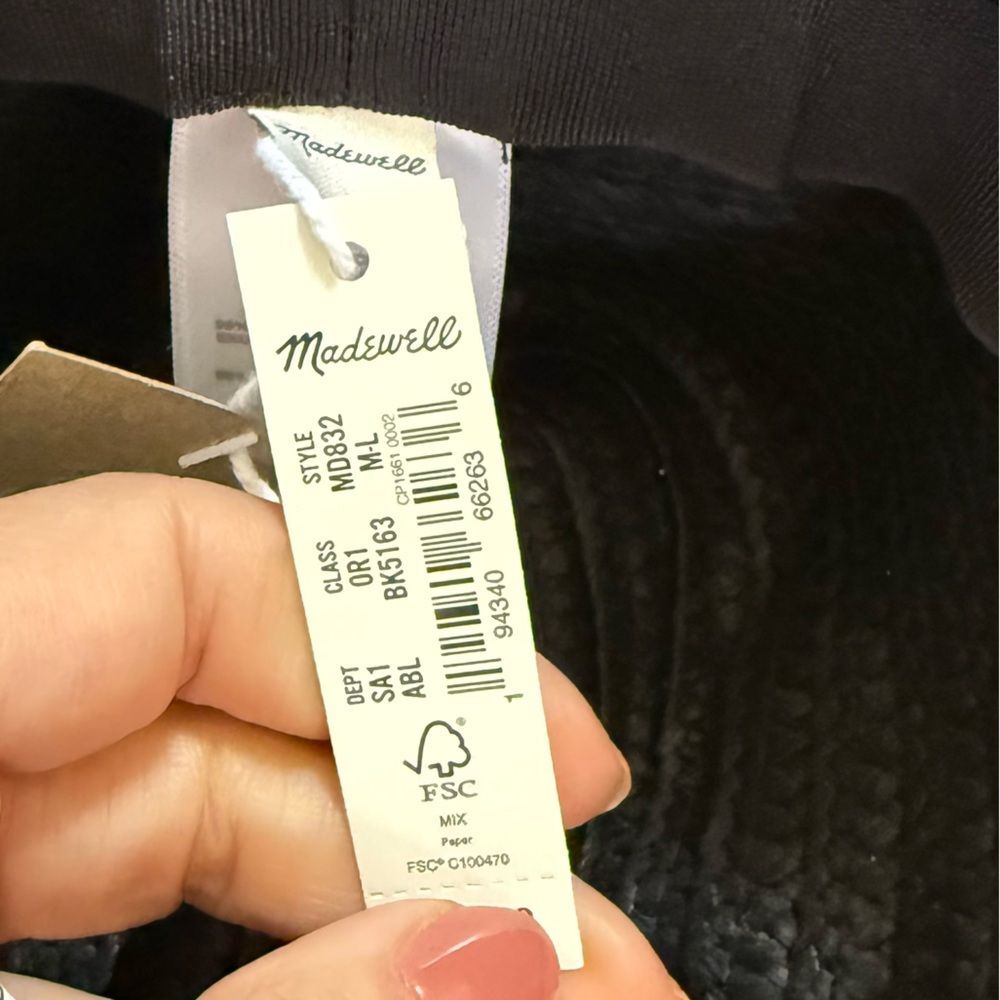 Madewell Packable Braided Straw Hat in Almost Black M/L NWT - Picture 7 of 15